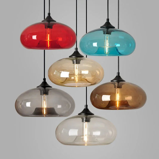 Nordic Glass Pendant Light | 11 x 6 in | Contemporary Hanging Ceiling Lamp | Colorful Fixture | Brick by Brick