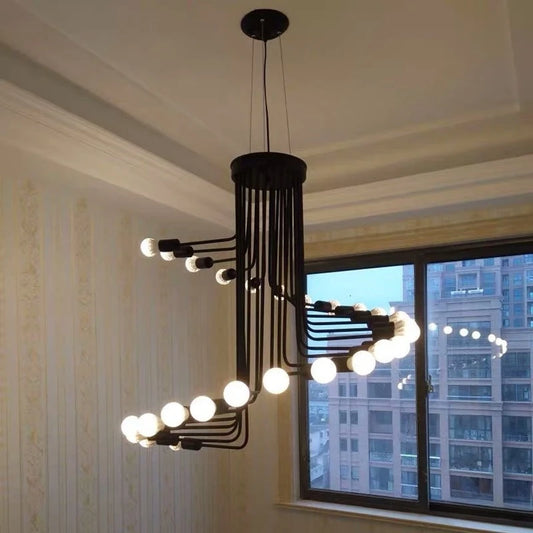 Nordic Spiral LED Chandelier | 16-26 heads | Black | Multi-Head Ceiling Pendant Light | Brick by Brick