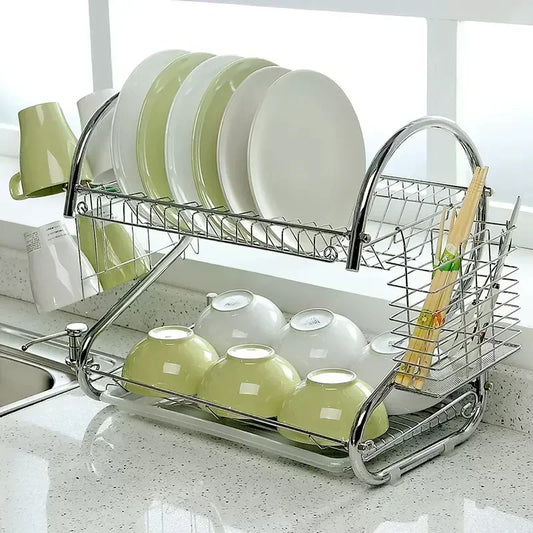 2-Tier Dish Drying Rack | Kitchen Drainboard Set | Stainless Steel | Rust-Proof | Brick by Brick