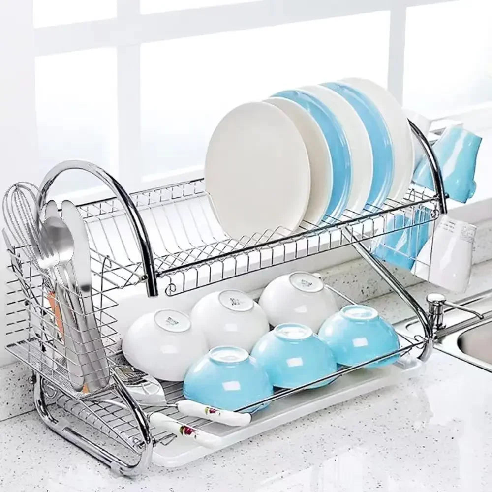2-Tier Dish Drying Rack | Kitchen Drainboard Set | Stainless Steel | Rust-Proof | Brick by Brick