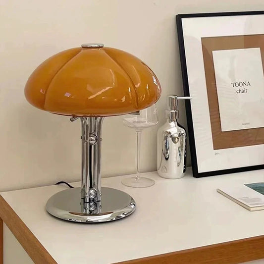 Bauhaus Mushroom Table Lamp | D11.4 in × H13.8 in| Mid Century Modern Retro Design | Creative Light in Orange | Brick by Brick