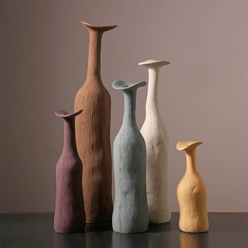 Japandi Ceramic Bottle Vase | Morandi Art Design | Handcrafted Home Décor | Brick by Brick