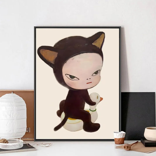 Vintage Kraft Paper Wall Art | 3.9 - 19.7 in | Yoshitomo Nara Poster |  Adhesive, Waterproof, Unframed | Home & Cafe Decor | Brick by Brick