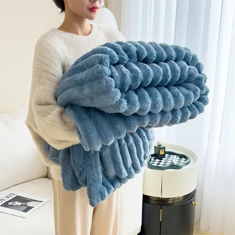 Cozy Fleece Throw Blanket | Checked Faux Lambswool | Ultra Soft Winter Blanket | Brick By Brick