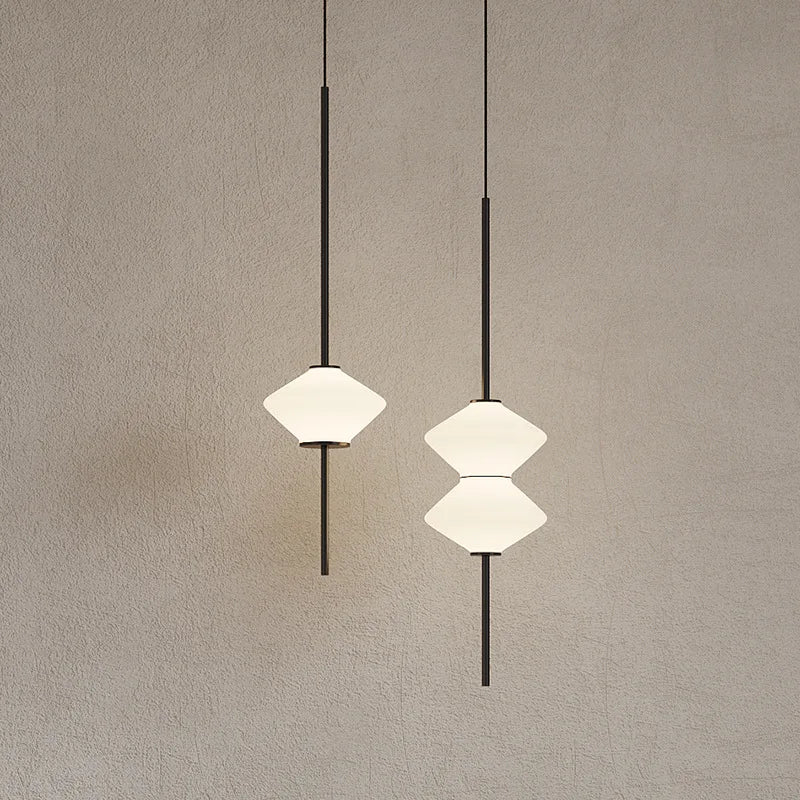 Pendant Light | Modern White Glass | 5.9 x 23.6 in | LED Ceiling Fixture | Art Deco Style | Brick by Brick