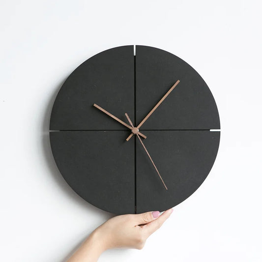 Elegant Wooden Wall Clock | Minimalist Natural Design | 23.6 x 12.2 x 18.9 in | Silent Quartz Movement | Brick by Brick