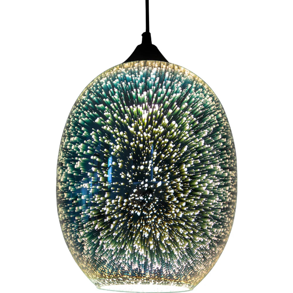 3D Fireworks Glass Pendant Light | 8.66 × 12.59 in | Modern Ceiling Lamp | Adjustable Hanging Fixture | Brick by Brick