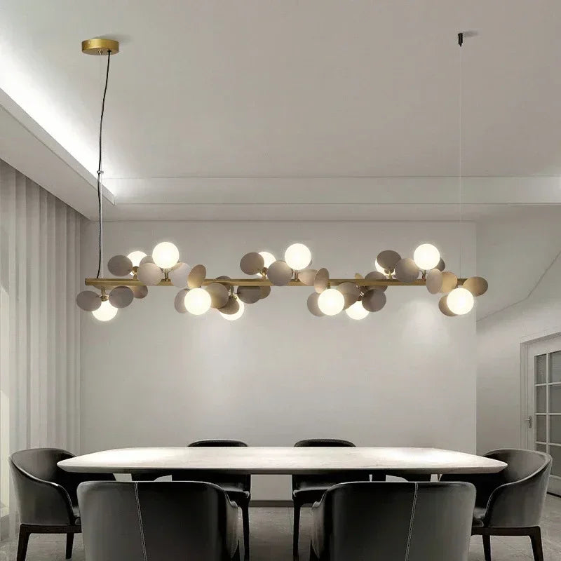 Modern Nordic Glass Ball Chandelier | 6 - 12 Heads | Long Gold Iron Pendant Light | LED Hanging Lamp | Brick by Brick