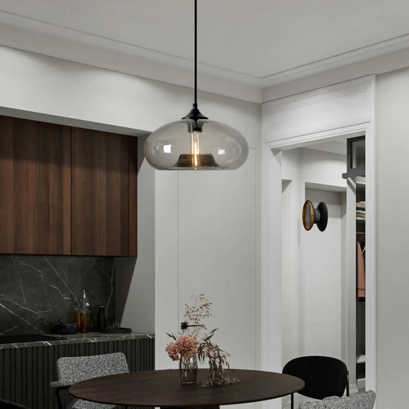 Nordic Glass Pendant Light | 11 x 6 in | Contemporary Hanging Ceiling Lamp | Colorful Fixture | Brick by Brick