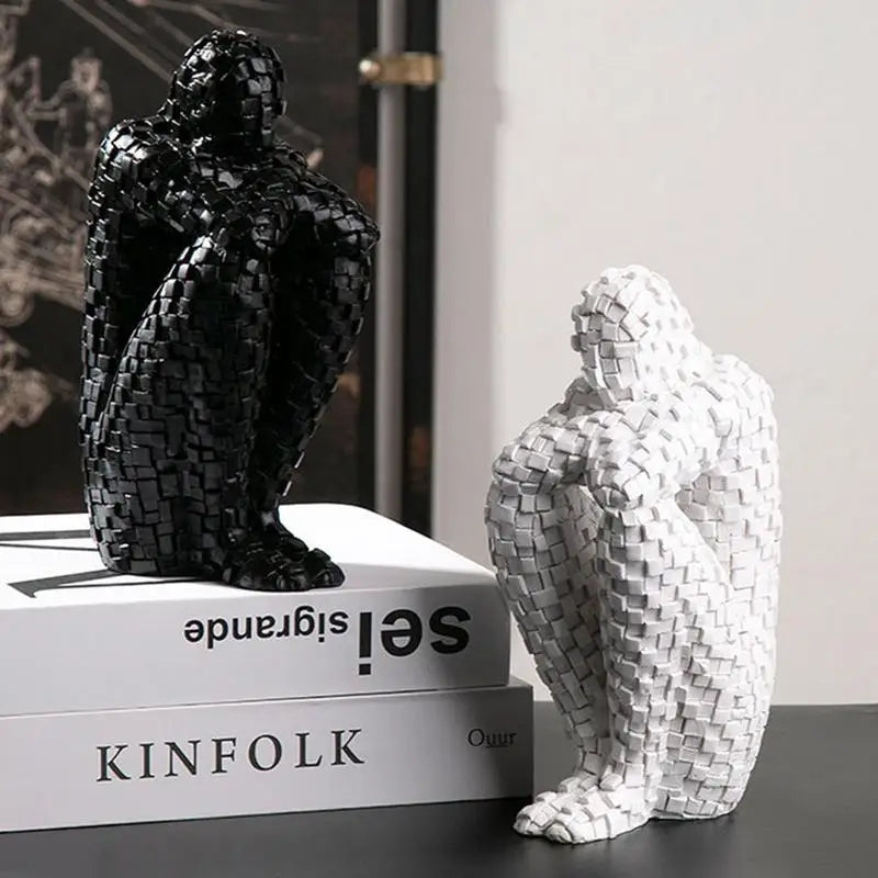 Shizuka Ornament Sculpture | 8.3" Abstract Resin Figurine | Woven Texture