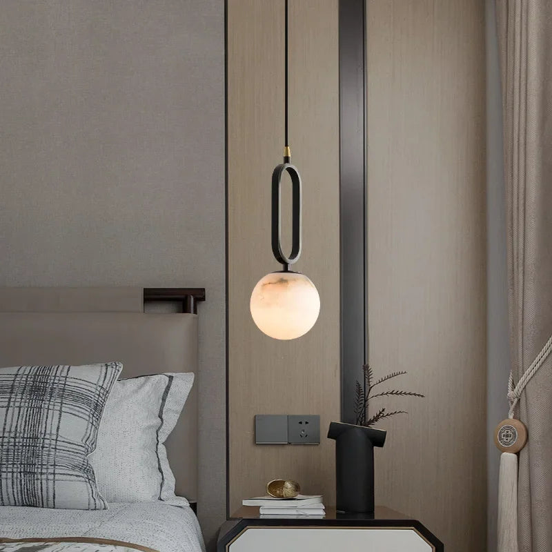 Real Natural Marble Pendant Light | 8.7 x 4.7 x 2.6 in | Modern Scandinavian Design | Elegant Home Lighting | Brick by Brick