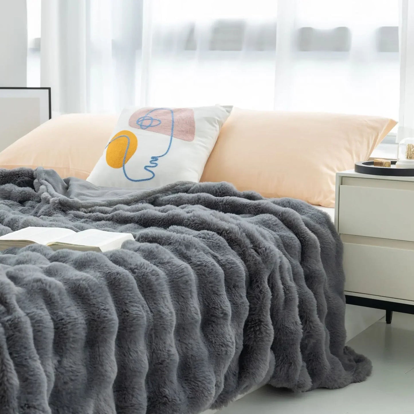 Faux Fur Throw Blanket | Double-Sided Soft Plush Polyester | Warm Decorative Sofa & Bed Blanket | Brick By Brick