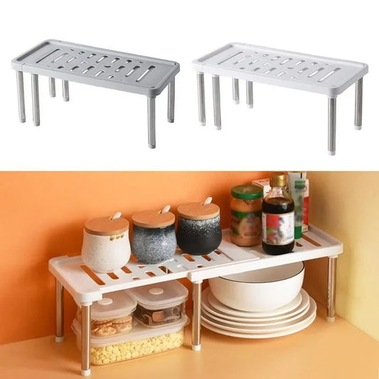 Expandable Shelf Rack | 13.7 × 7 × 6.1 in | Telescopic Storage Rack | Retractable Storage Stand | Anti-Slip Base | Brick by Brick
