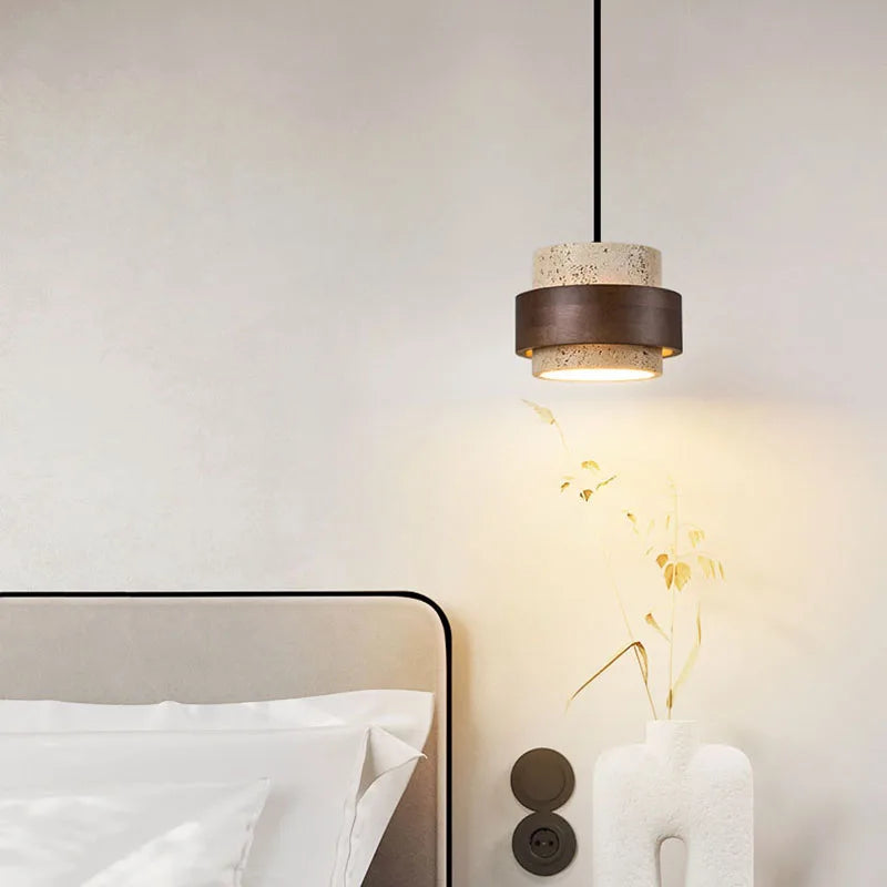 Natural Stone LED Pendant Lamp | L26.6 - L39.4 in | 59.1 in Adjustable Ceiling Light | Brick by Brick