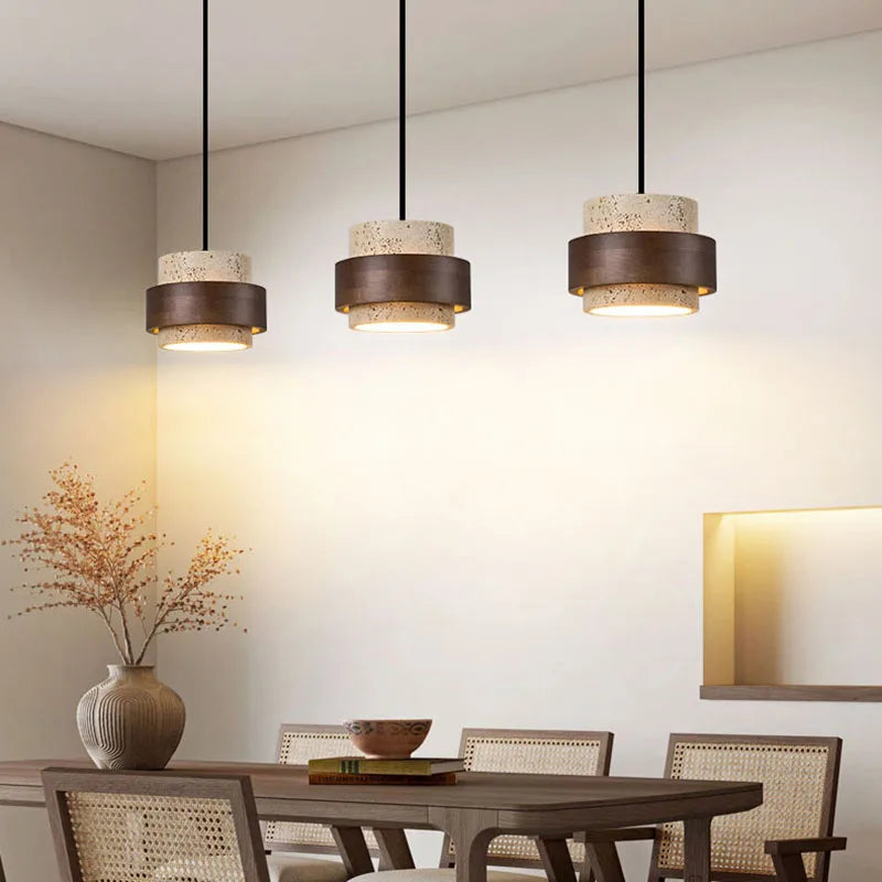 Natural Stone LED Pendant Lamp | L26.6 - L39.4 in | 59.1 in Adjustable Ceiling Light | Brick by Brick