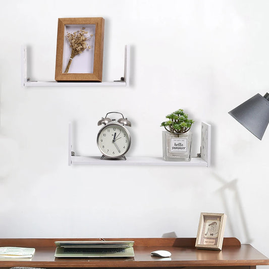 Carved Wall Floating Shelves Set | Small & Large | Decorative U-Shaped Design | Brick by Brick