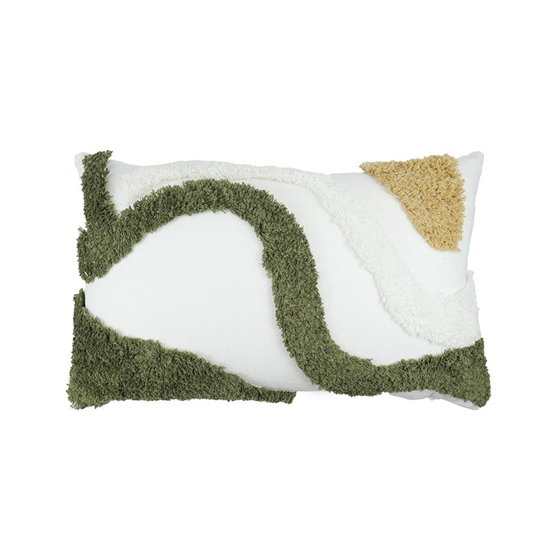 Japandi Artistic Pillow | Cotton & Linen | Beige Striped | Soft, Decorative Accent | Home & Bedroom