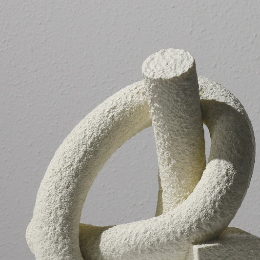 Suteki Ornament Sculpture | 9.8" Abstract Resin Art Loop Form | Neutral White, Black or Gold Gradient