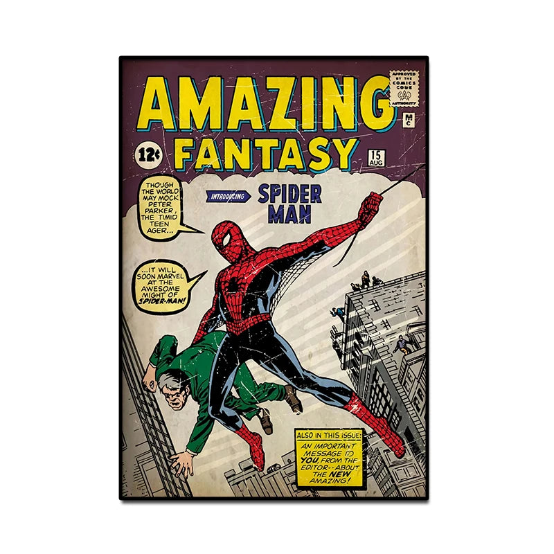 Spider-Man Canvas Wall Art | 5.1 - 21.7 in | Retro Marvel Superhero Poster | Unframed | Brick by Brick