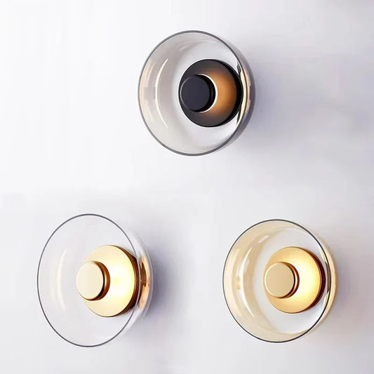 Glass Wall Lamp | D9.1 x H3.7 in | Contemporary Minimalist Sconce | Indoor Accent Light | Brick by Brick