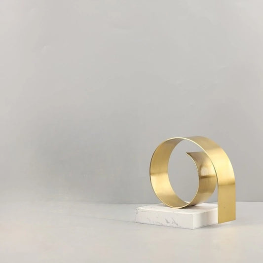 Golden Spiral Twist Bookend | 4.7 - 5.9 in | Modern Metal Decor | Marble Base | Brick by Brick