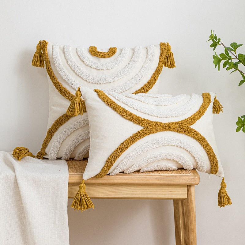 Geometric Japandi Pillowcase | Cotton Linen Cover | Scandinavian Japanese Style | Decorative Neutral Accent | Brick by Brick