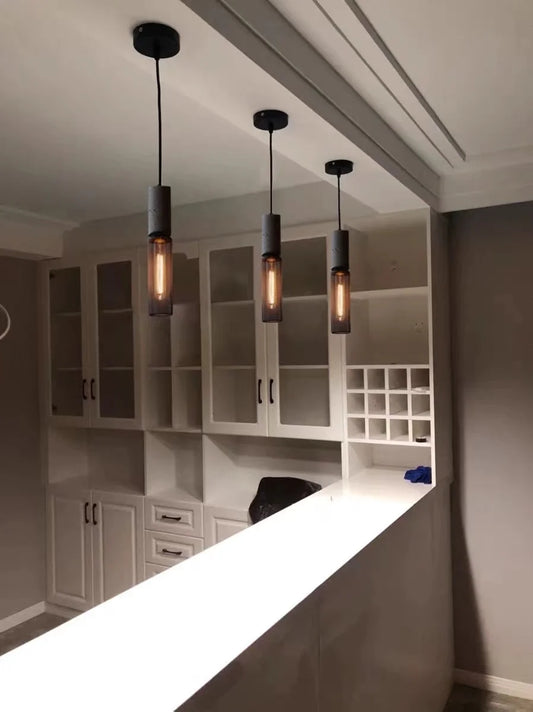 Retro Pendant Lamp | Cement and Iron Birdcage Shade | Hanging Light Fixture | E27 Socket | Brick by Brick