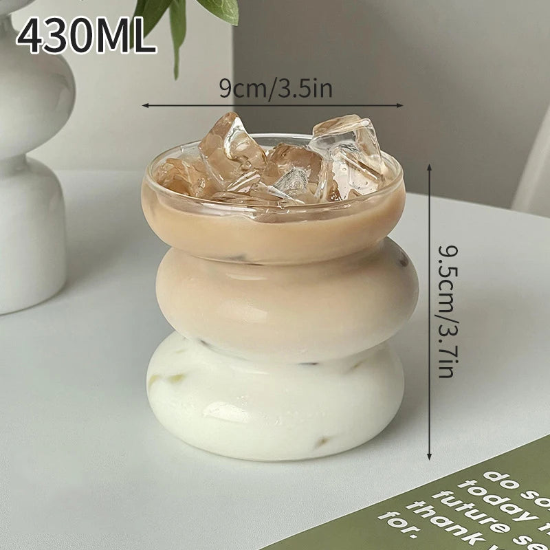 Wave Glass Cup | Transparent Ripple Drinking Cup | 300ml to 650ml | Creative Mug | Brick by Brick