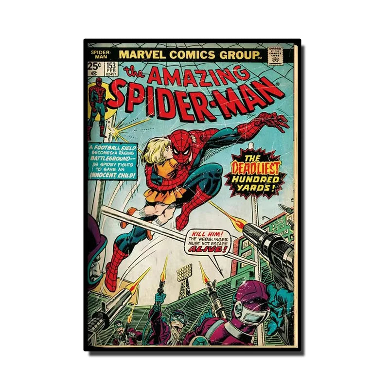 Spider-Man Canvas Wall Art | 5.1 - 21.7 in | Retro Marvel Superhero Poster | Unframed | Brick by Brick