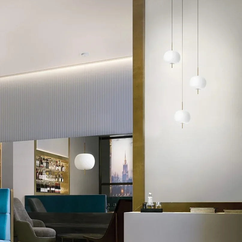 Minimalist Glass Ball Pendant Light | D6.3 or 13 in | Postmodern Hanging LED Lamp | Brick by Brick