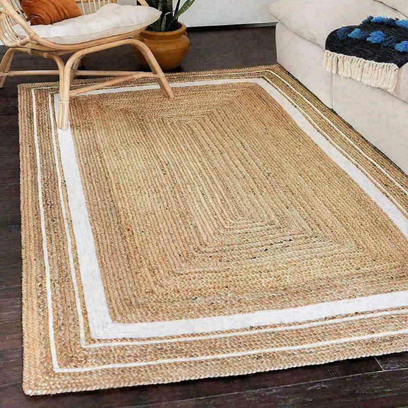 Textured Jute Rug | 15.7" x 23.6" to 47.2" x 82.7" | Black & White Border | Area Rug | Natural Durable Weave | Brick by Brick
