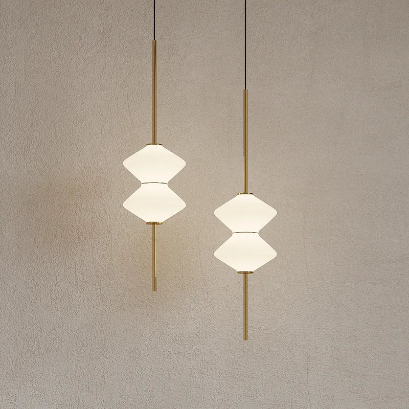Pendant Light | Modern White Glass | 5.9 x 23.6 in | LED Ceiling Fixture | Art Deco Style | Brick by Brick