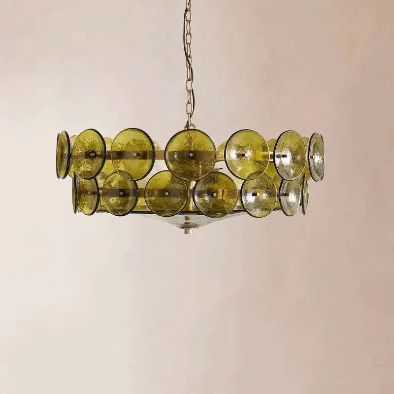 French Glass Pendant Chandelier | 23.6 in or 31.5 in| Glass Stone | Retro Nordic Style | Elegant Lighting Fixture | Brick by Brick