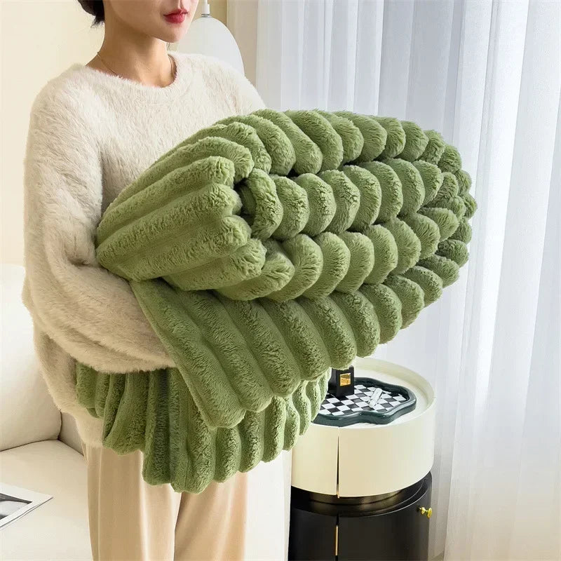 Cozy Fleece Throw Blanket | Checked Faux Lambswool | Ultra Soft Winter Blanket | Brick By Brick