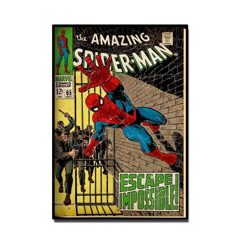 Spider-Man Canvas Wall Art | 5.1 - 21.7 in | Retro Marvel Superhero Poster | Unframed | Brick by Brick