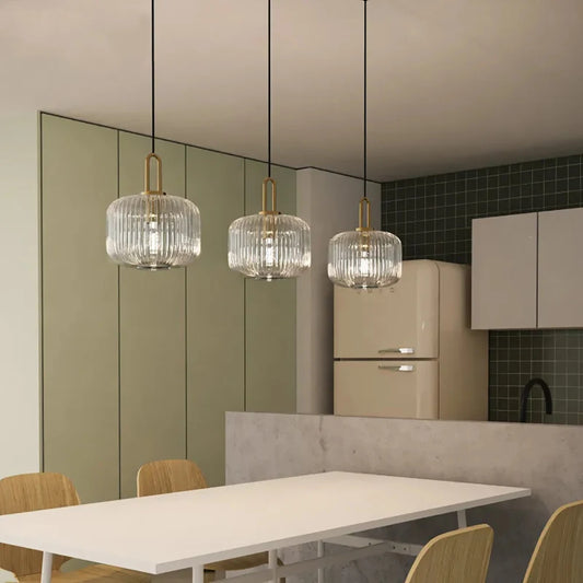 Glass Pendant Light | Modern Hanging Lamp | Clear Glass | E27 Bulb Fixture | Indoor Ceiling Lighting | Brick by Brick