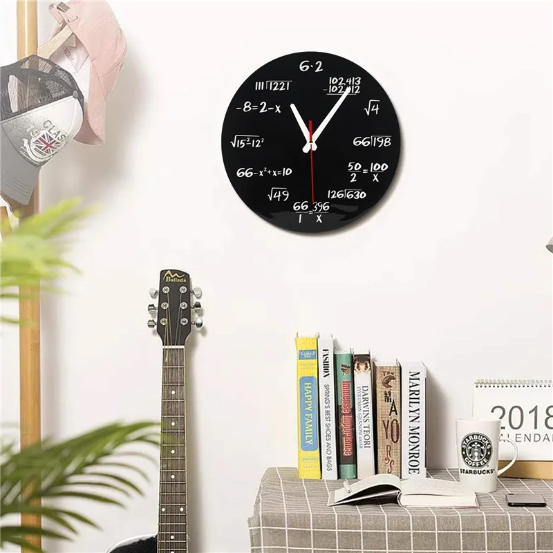Math Equations Wall Clock | 12" Silent Quartz | Educational Timepiece for Teachers & Math Lovers | Brick by Brick