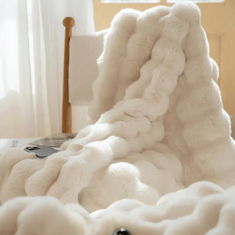 Faux Fur Throw Blanket | Double-Sided Soft Plush Polyester | Warm Decorative Sofa & Bed Blanket | Brick By Brick