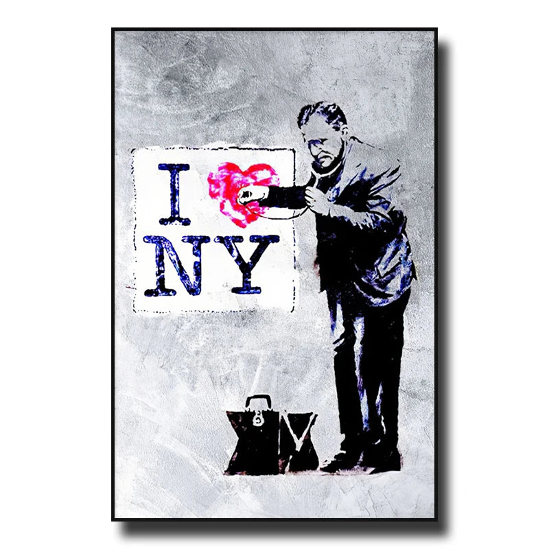 Street Graffiti Wall Art Canvas | 7.9 - 21.7 in | Banksy Girl with Balloon Poster | Modern Abstract Decor | Unframed | Brick by Brick