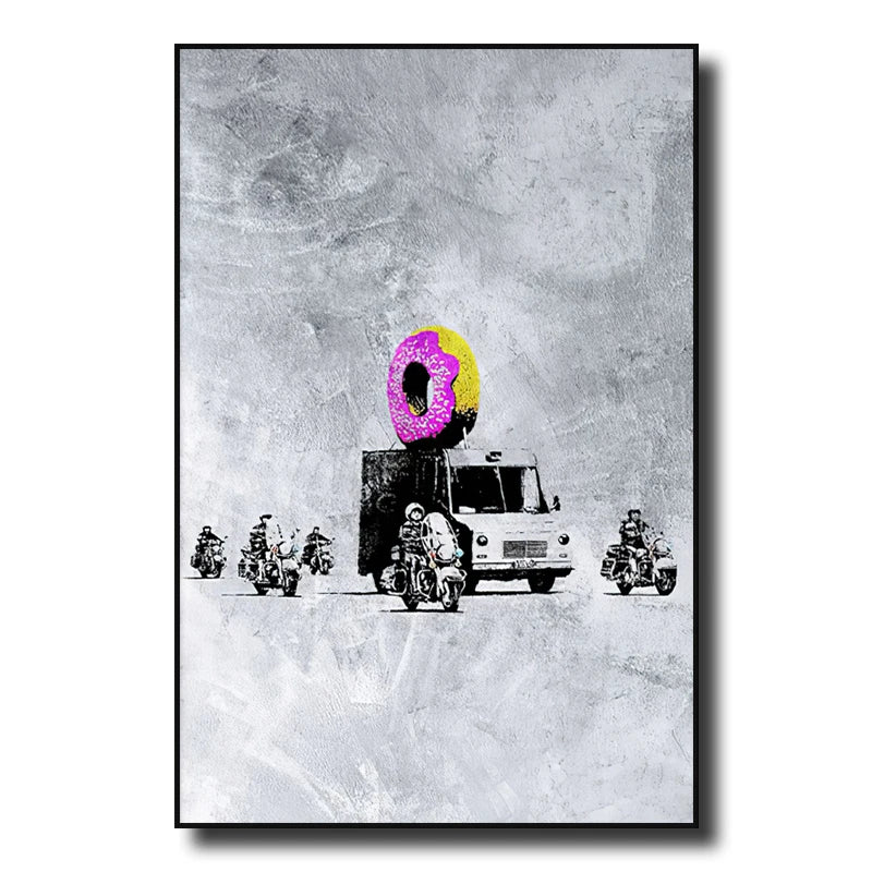 Street Graffiti Wall Art Canvas | 7.9 - 21.7 in | Banksy Girl with Balloon Poster | Modern Abstract Decor | Unframed | Brick by Brick