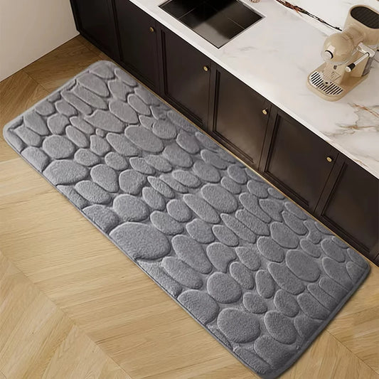 Cobblestone Kitchen Mat | L23.62-62.63 in | Non-Slip Washable Polyester Rug | Absorbent Home Floor Carpet | Brick by Brick
