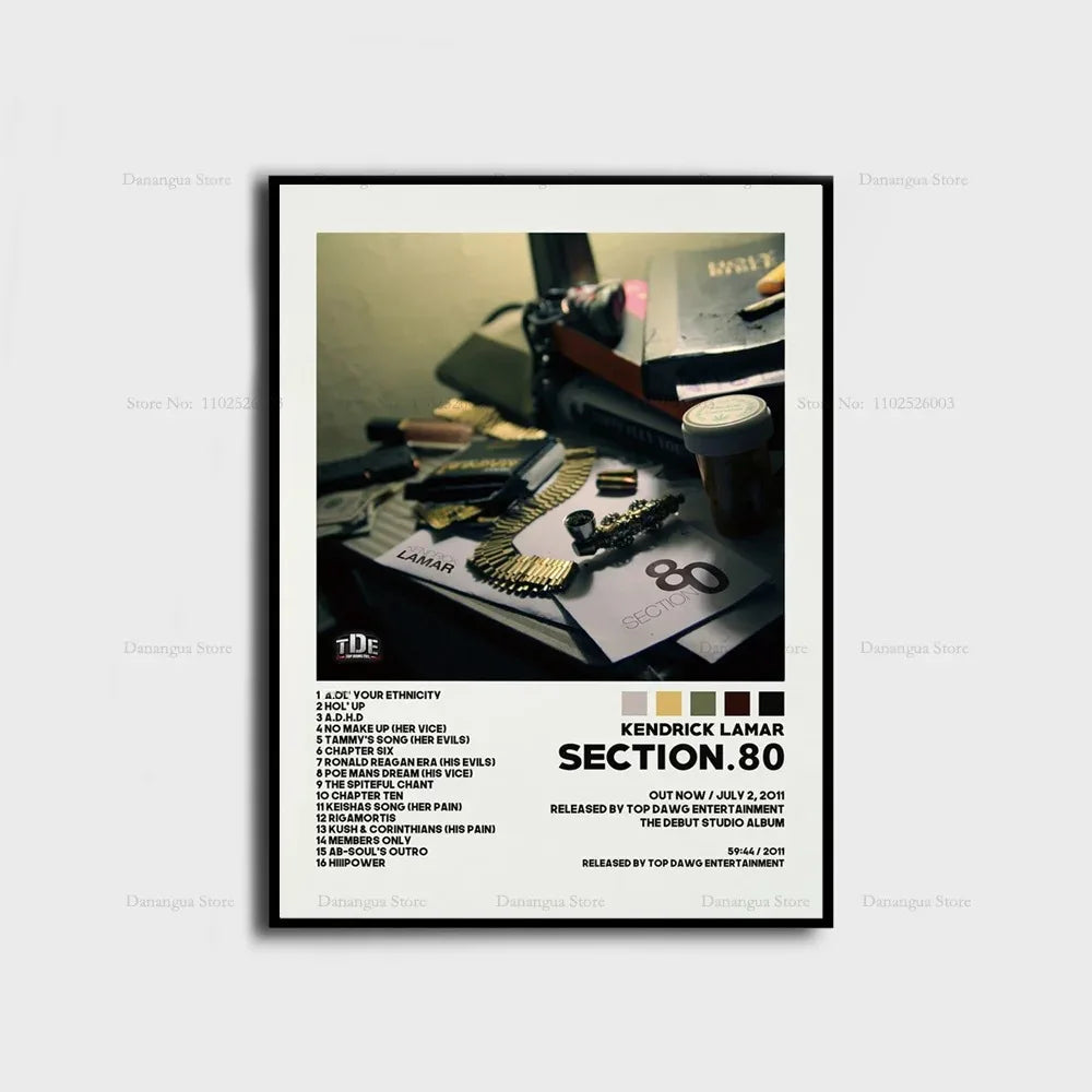 Kendrick Lamar Album Canvas Wall Art | 7.9 - 19.7 in | Good Kid Maad City Poster | Hip Hop Music Decor | Unframed | Brick by Brick