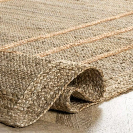 Japandi Rug | Natural Jute Area Rug | Unisex | Geometric Pattern