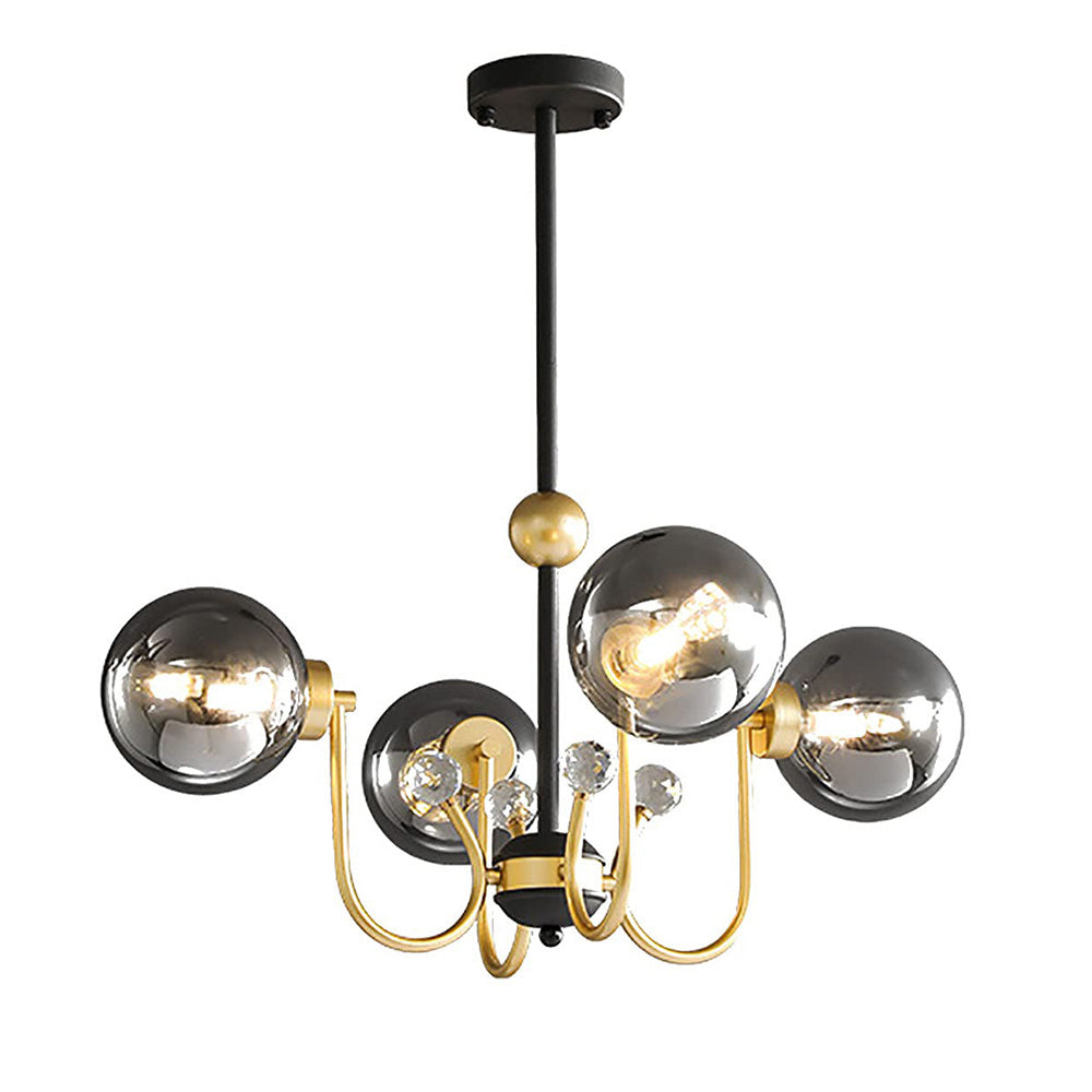 Modern Chrome Chandelier | Nordic Glass Ceiling Light | 25.6–37 x 29.5 in | Contemporary Home Lighting | Brick by Brick