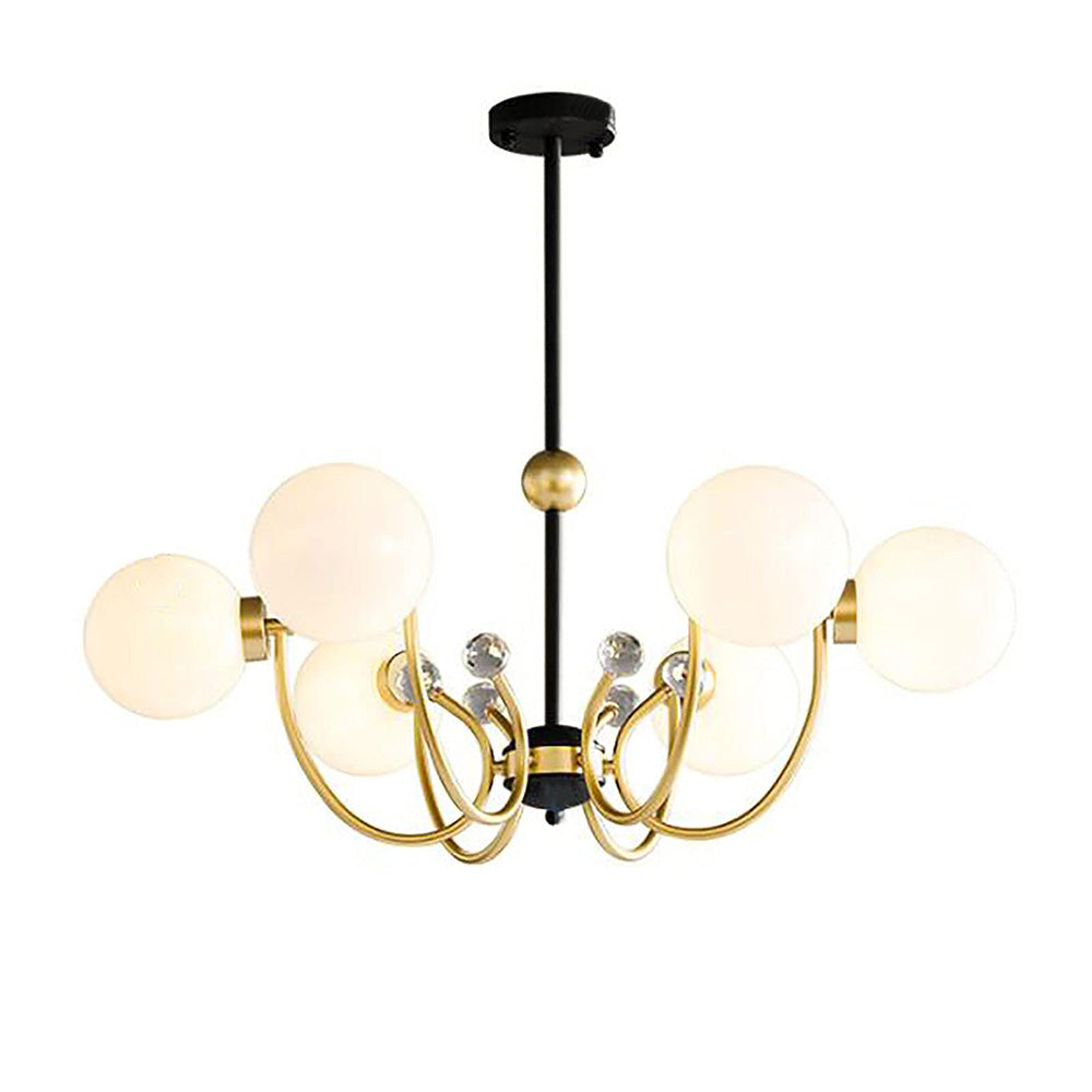 Modern Chrome Chandelier | Nordic Glass Ceiling Light | 25.6–37 x 29.5 in | Contemporary Home Lighting | Brick by Brick
