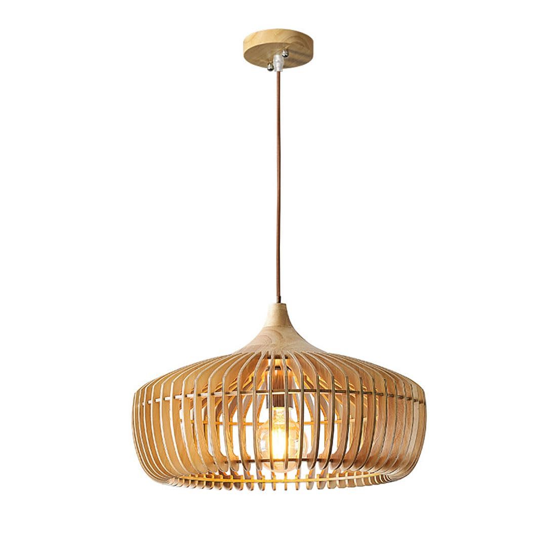 Nordic Japanese Pendant Light | 16.9 x 11 x 47.2 in | Wooden Dome Shade | Adjustable Height | E27 Bulb | Brick by Brick