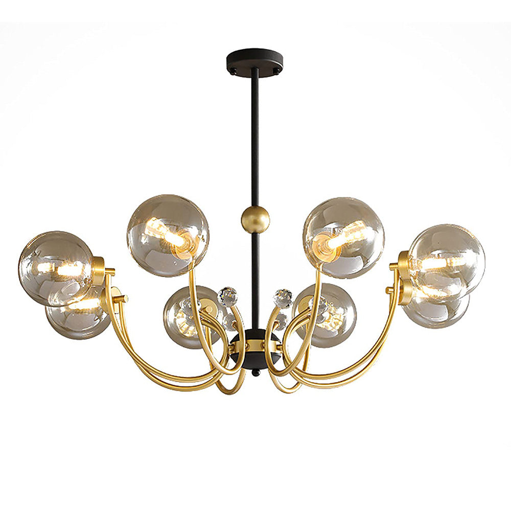 Modern Chrome Chandelier | Nordic Glass Ceiling Light | 25.6–37 x 29.5 in | Contemporary Home Lighting | Brick by Brick