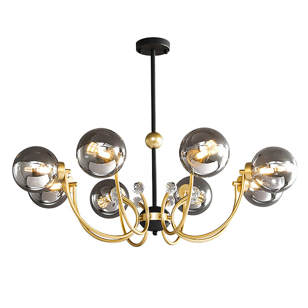 Modern Chrome Chandelier | Nordic Glass Ceiling Light | 25.6–37 x 29.5 in | Contemporary Home Lighting | Brick by Brick