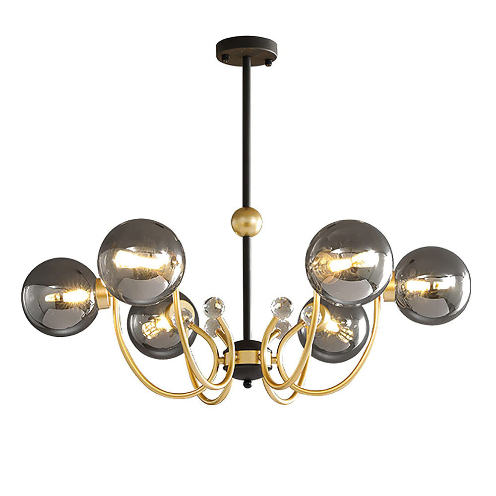 Modern Chrome Chandelier | Nordic Glass Ceiling Light | 25.6–37 x 29.5 in | Contemporary Home Lighting | Brick by Brick