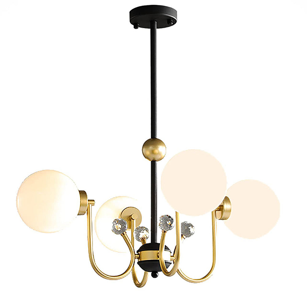 Modern Chrome Chandelier | Nordic Glass Ceiling Light | 25.6–37 x 29.5 in | Contemporary Home Lighting | Brick by Brick